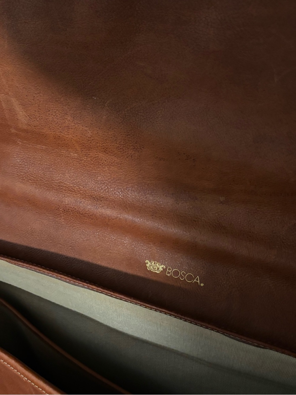 Bosca Tan Leather Briefcase with Gold Hardware - Picture 8 of 8